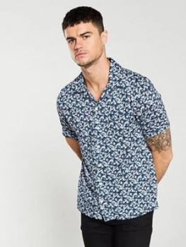 image of Pretty Green Barley Shirt - Blue/White, Blue, Size S, Men