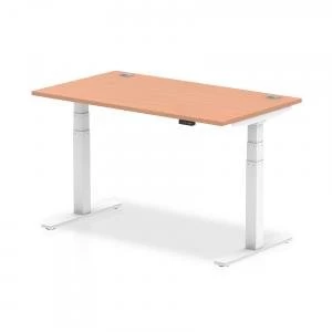 Trexus Sit Stand Desk With Cable Ports White Legs 1400x800mm Beech Ref