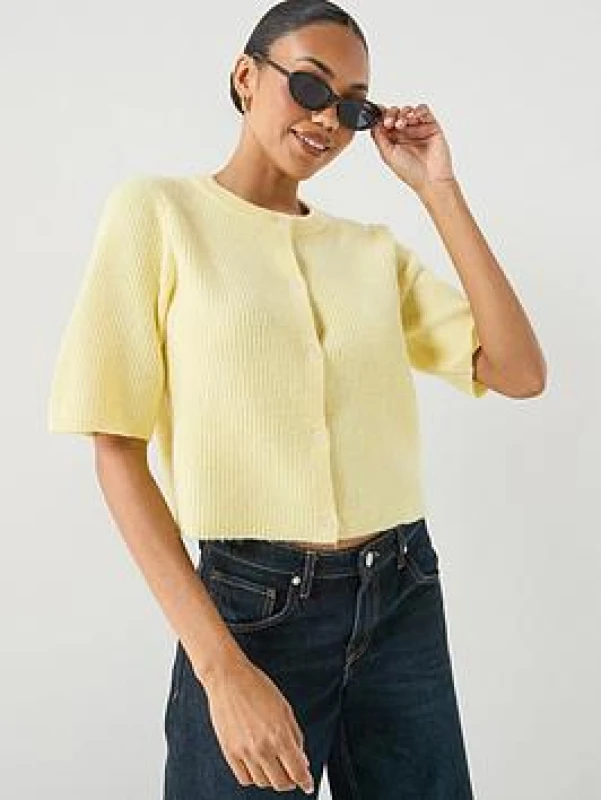 Image of Pieces Pieces Ss O-Neck Knt Ld63 Cardigans XS Yellow 32983813310