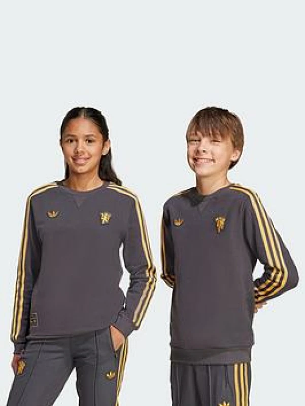 Image of adidas Manchester United Icons Crew Sweater Juniors - Black Male 9 - 10 Years