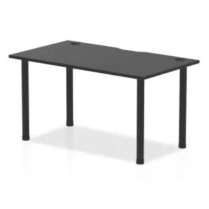 Image of Impulse Black Series 1400 x 800mm Straight Table Black Top with Cable