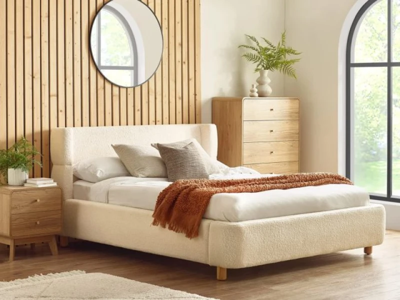 Image of Julian Bowen Oberon Beige Fabric Bed Frame - 5ft King Size