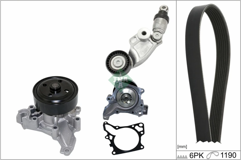 Image of Water Pump + V-Ribbed Belt Kit INA 529 0119 30