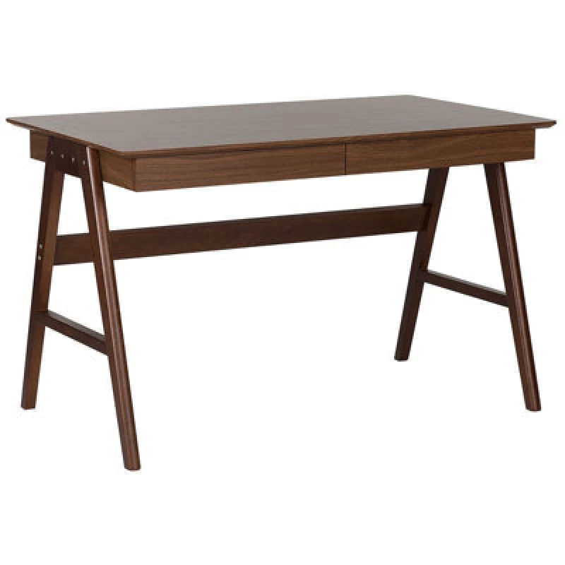 Image of Beliani Home Office Desk Sheslay Dark Brown 120 Cm 70 Cm With Storage