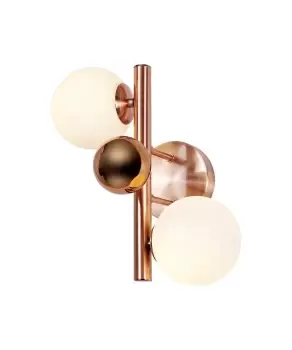 image of Wall Lamp, 2 x G9, Antique Copper, Opal & Copper Glass