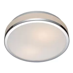 Image of Italux Camry - Modern Flush Ceiling Light Chrome, White 1 Light with White Shade, E27, IP44