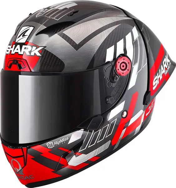Image of Shark Race-R Pro GP 06 Replica Zarco Winter Test Carbon Chrom Red DUR S
