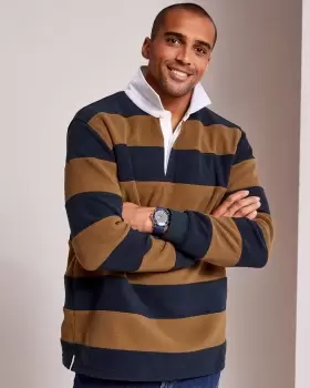 Image of Cotton Traders Mens Fleece Stripe Rugby in Orange