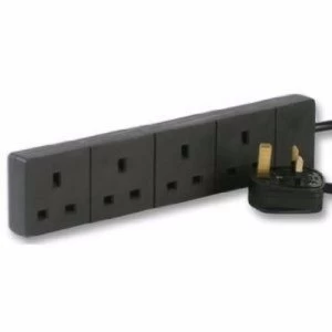 Image of Zexum Black UK 3 Pin Plug 4 Gang Extension Lead - 25 Metres