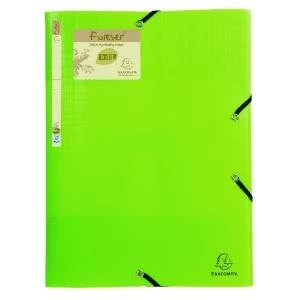 Image of Exacompta Forever Elasticated 3 Flap Folder Lime Pack of 15 551573E
