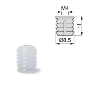 Image of Emuca Furniture Plastic Socket - Size M4 11 x 8.5mm, Pack of 50