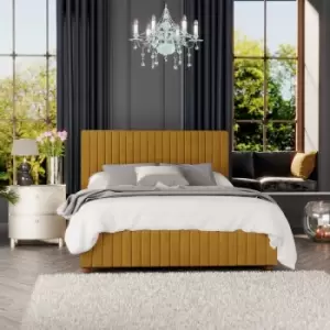 image of Estella Ottoman Storage Bed, Plush Velvet, Ochre King - Laurence Llewelyn-bowen