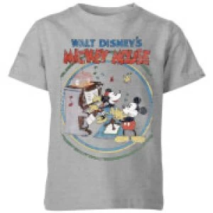 image of Disney Retro Poster Piano Kids T-Shirt - Grey - 11-12 Years