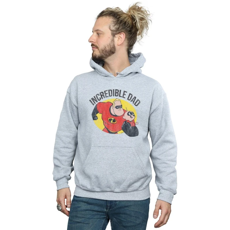Image of Disney Men The Incredibles Bob Parr Incredible Dad Hoodie in Grey Size: large Grey L Male 5059114570928
