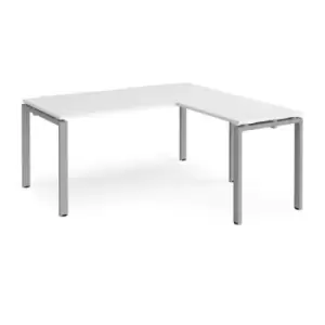 Image of Bench Desk Add On Return Desk 1600mm White Tops With Silver Frames Adapt