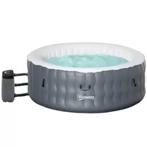 image of Outsunny Inflatable Hot Tub Spa With Pump 4 Person - Light Grey