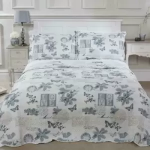 Image of Wordsworth Bedspread Plus Pillow Sham Set, Quilted Patchwork Silver, Single