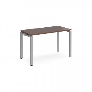 Image of Adapt II Single Desk 1200mm x 600mm - Silver Frame Walnut top