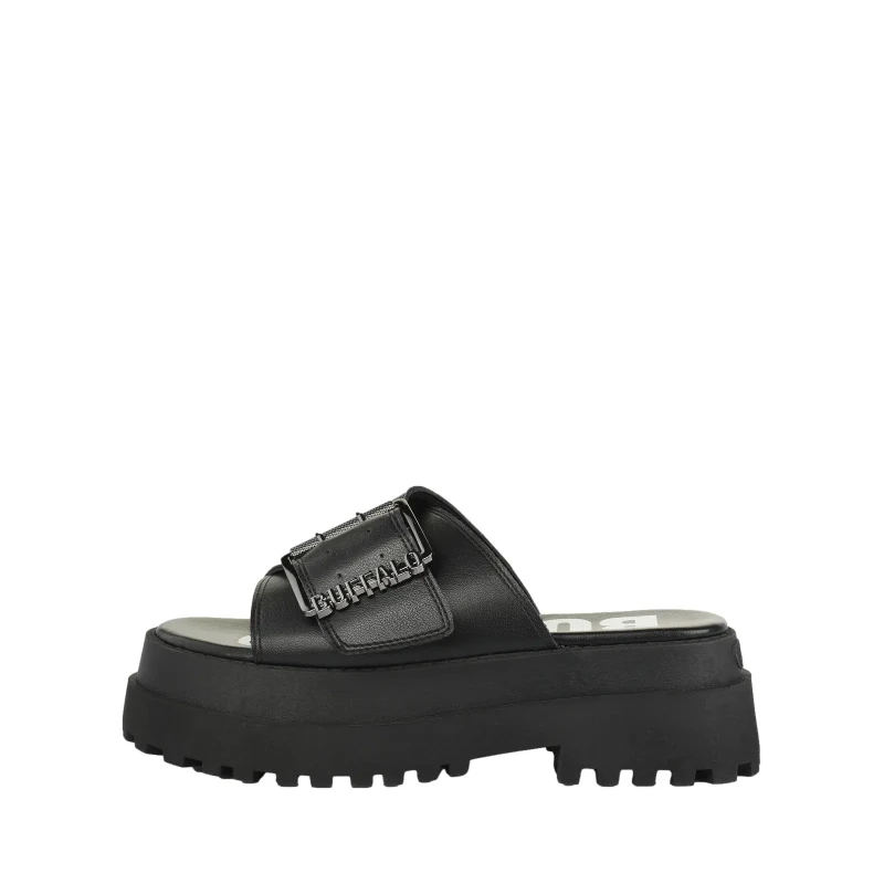 Image of Buffalo Womens heeled sandals Buffalo Pluto Slide Buckle Noir Female 40