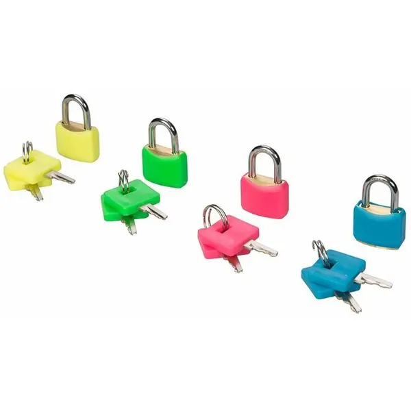 image of Silverline Hi-Vis Brass Padlocks Set 4pce - 20mm