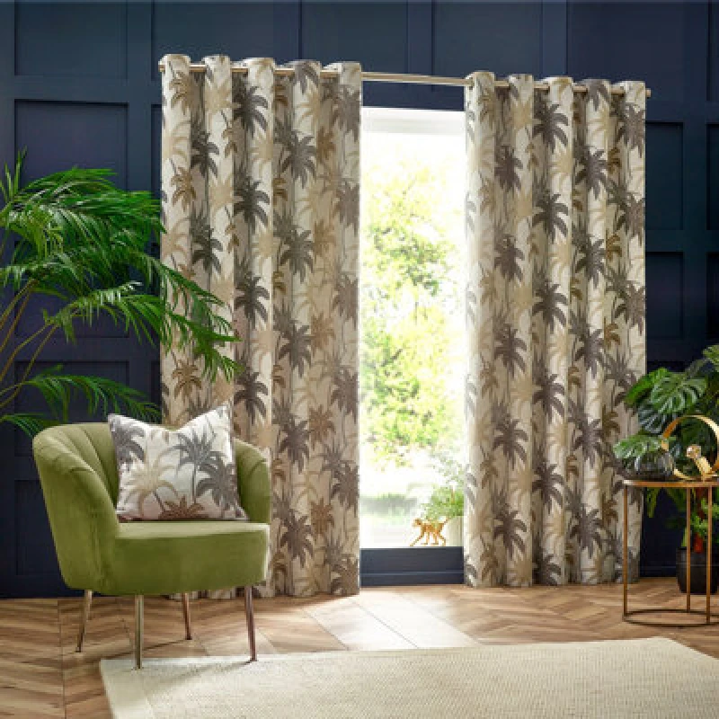 Image of Galapagos Eyelet Curtains Natural, Natural / 117 x 137cm