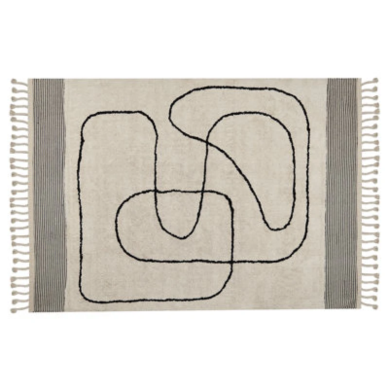 Image of Beliani Rug Dokuz Beige 140 X 200 Cm Cotton