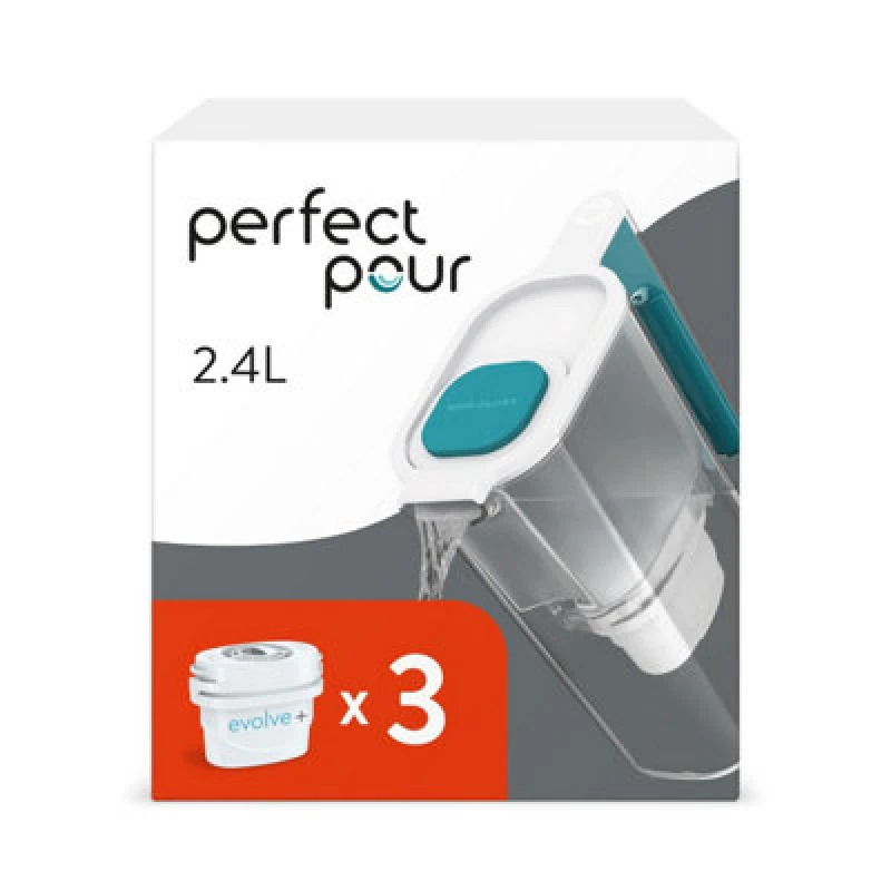 Image of Aqua Optima Perfect Pour 2.4L Water Filter Jug & 3 Evolve+ Filters (3 Month Pack) Blue unisex