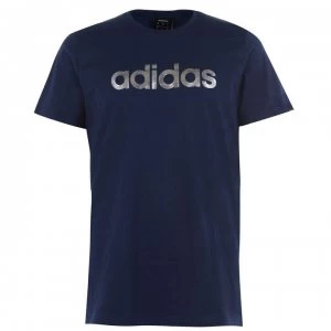 Image of adidas Mens Linear Foil T-Shirt - Navy/Silver