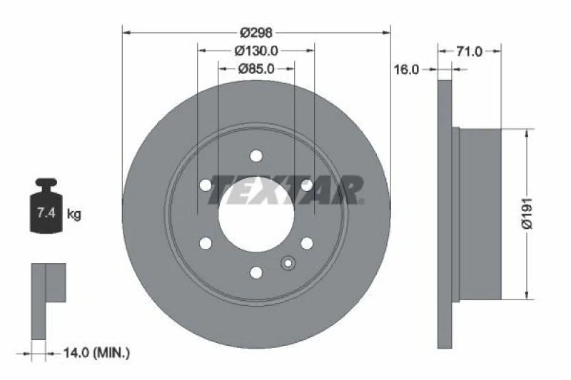 Image of Brake disc TEXTAR 93143300