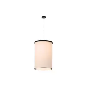 Image of Assou Cylindrical Ceiling Pendant Light 1x E27 Max 40W Black Matt- White