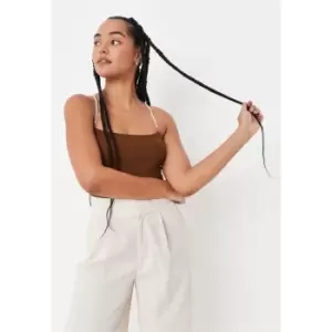 Missguided Pearl Strap Bodysuit - Brown