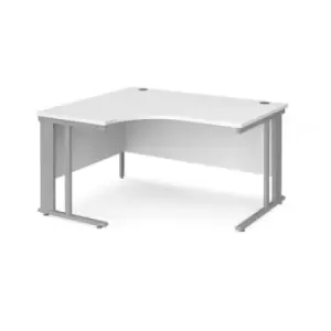 image of Office Desk Left Hand Corner Desk 1400mm White Top With Silver Frame 1200mm Depth Maestro 25 MCM14ELSWH