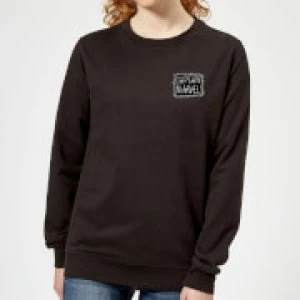 Image of Captain Marvel Name Badge Womens Sweatshirt - Black