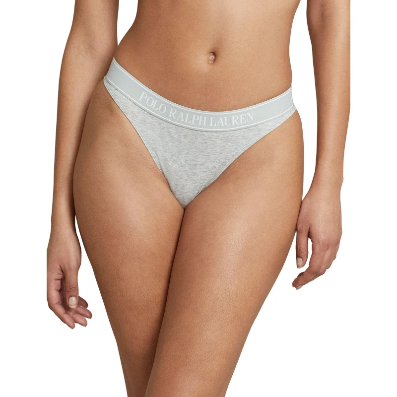 Image of Polo Ralph Lauren Womens Mid Rise Jersey Thong Grey female 12 (M)