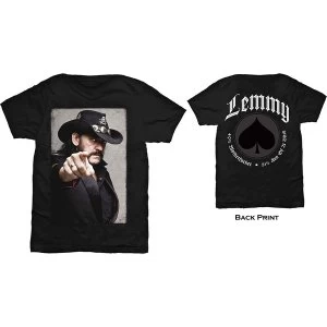 Image of Lemmy - Pointing Photo Unisex Large T-Shirt - Black