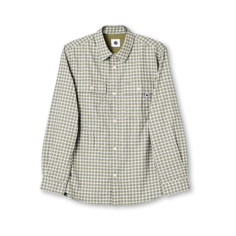 Image of Pretty Green Mens Eastbrook Check Long-Sleeve Patterned Shirt Green male Small