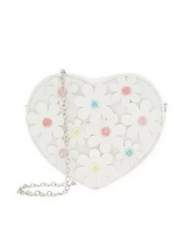 image of Monsoon Girls Daisy Chain Heart Bag - White