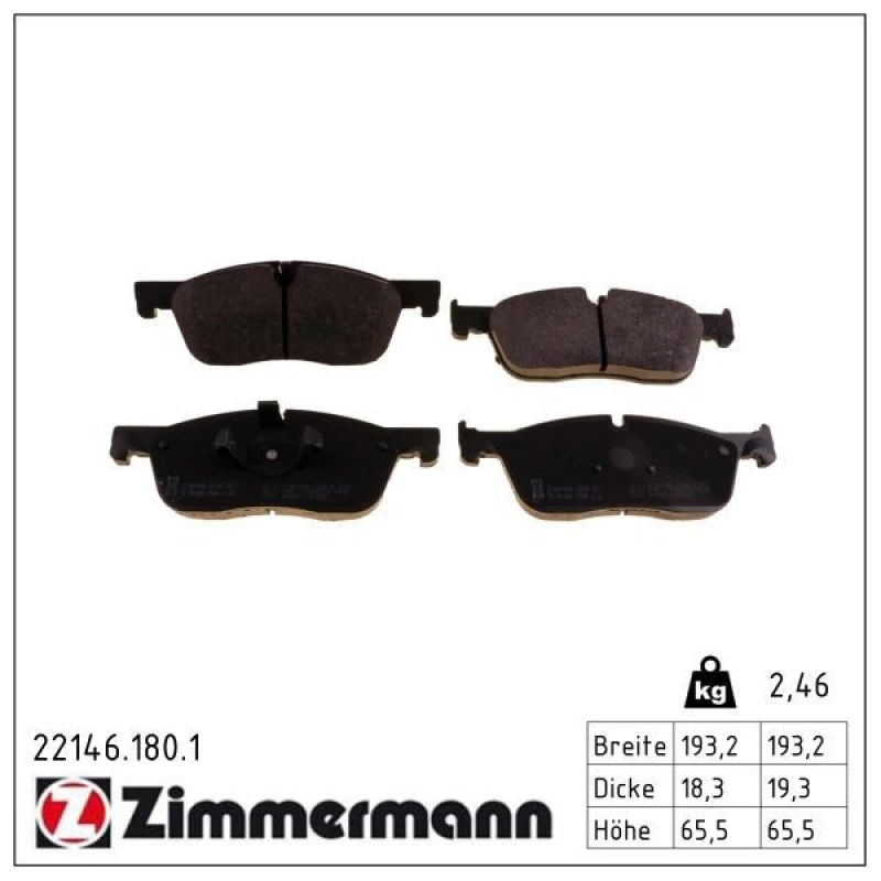 Image of ZIMMERMANN Brake pad set ZIMMERMANN 22146.180.1