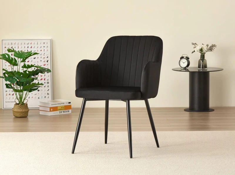 Image of Outdoor Living Charlotte Velvet Comfort Dining Chairs - Black - Set of 2 Black Unisex