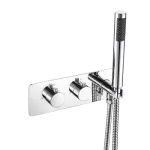 image of Flow Round Thermostatic Concealed Shower Valve with Handset - 2 Outlet