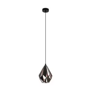 Image of Hanging Ceiling Pendant Light Black & Copper Geometric 1x 60W E27 Feature Lamp
