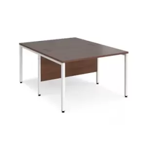 image of Office Desk 2 Person Rectangular Desk 1200mm Walnut Tops With White Frames 1600mm Depth Maestro 25