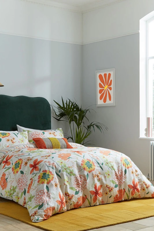 Image of Helena Springfield Helena Springfield 'Bella Cover' Cotton Duvet Cover Set in Orange Size: King Orange King Unisex 5016709701990
