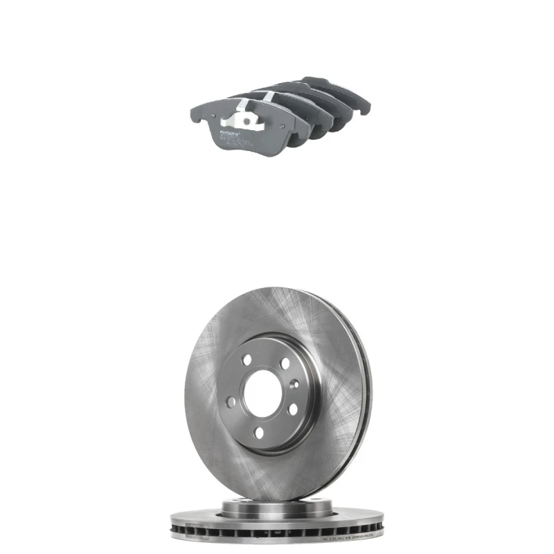 Image of RIDEX 3405B3261 Brake disc and pads set Front Axle, Brake Disc Type: internally vented, not prepared for wear warning indicator Brake Set,disc brakes