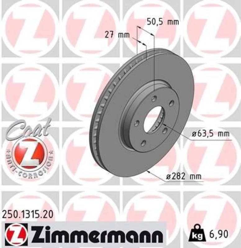 Image of ZIMMERMANN Brake disc ZIMMERMANN 250.1315.20