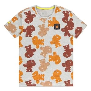 Image of Nintendo - Donkey Kong Colour Silhouette All-Over Print Mens Large T-Shirt (Grey)