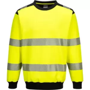 Image of Portwest PW3 Hi Vis Crew Neck Sweatshirt Yellow / Black XL