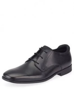 Image of Start-rite Boys Academy Lace Up School Shoes - Black Leather, Size 2.5 Older