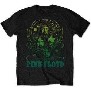 image of Pink Floyd - Green Swirl Mens Large T-Shirt - Black