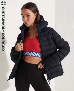 Image of Superdry Womens Metallic Fuji Puffer Jacket Black / Black Metallic - Size: 14